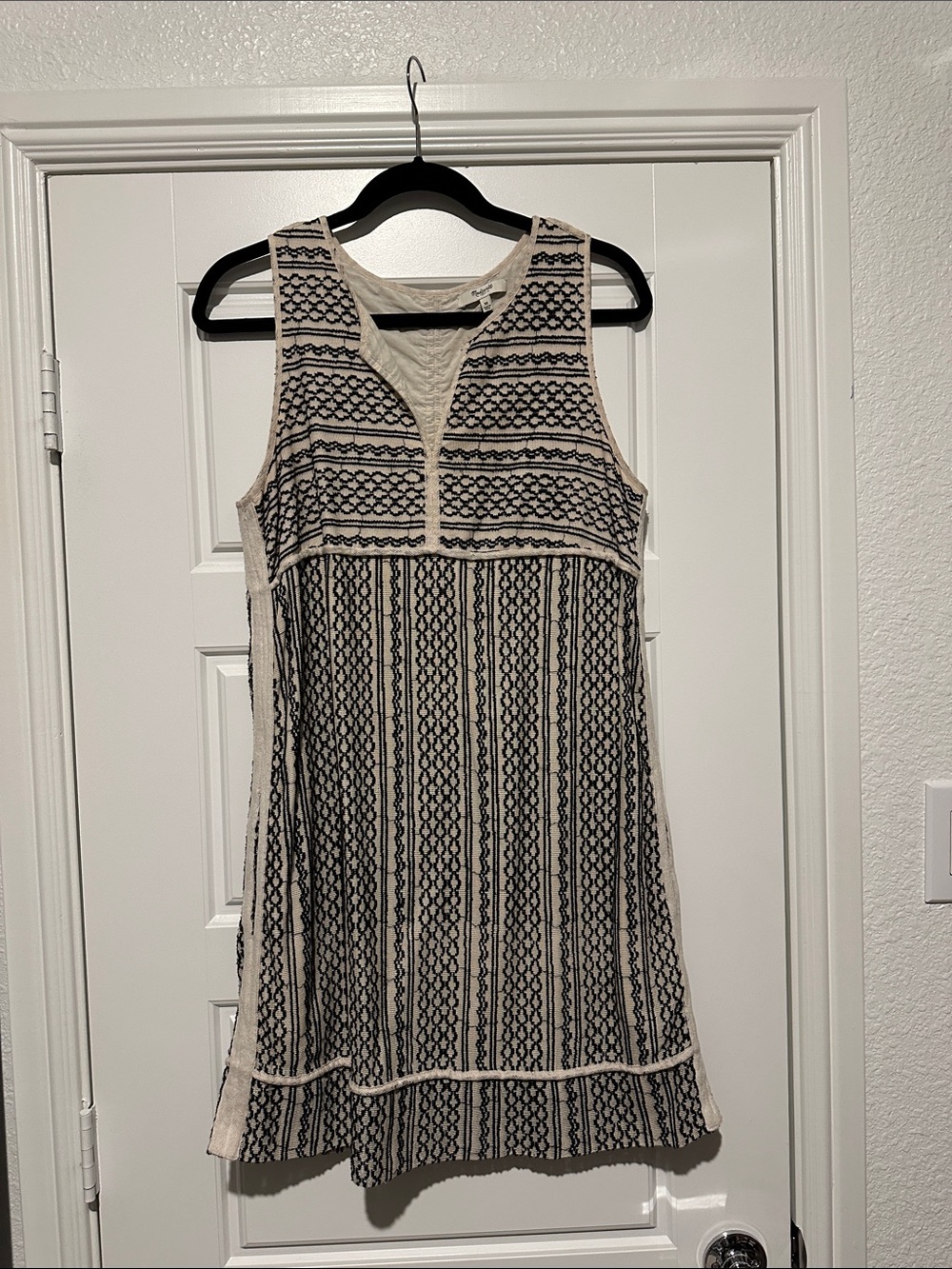 Madewell Black and White Sleeveless Tidal Wave Mini Dress